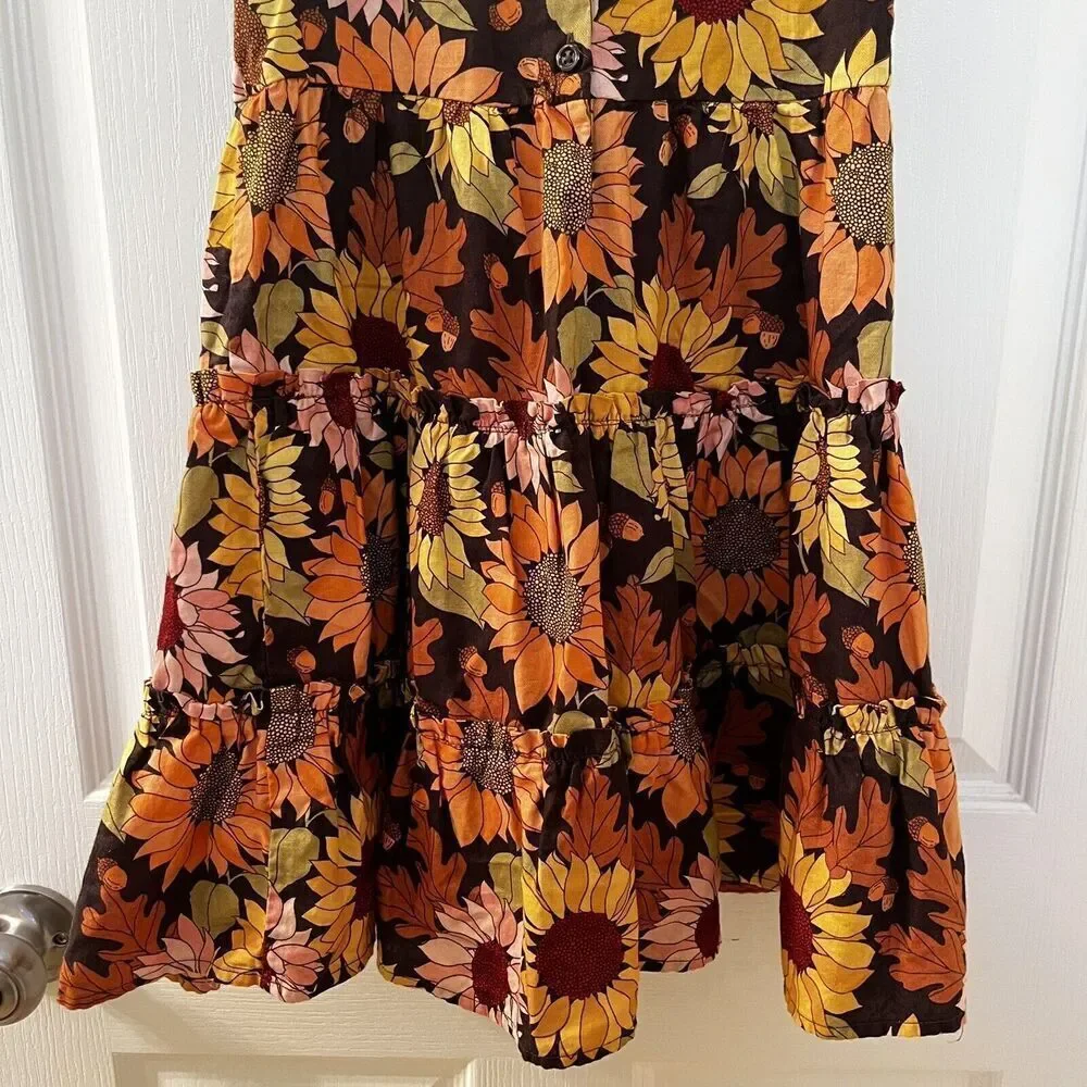 Gymboree Fall Autumn Floral Leaves Sunflower Dress Girls Size 6